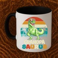 Grandpasaurus T Rex Dinosaur Grandpa Saurus Family Matching Gift Coffee Mug thumb 2