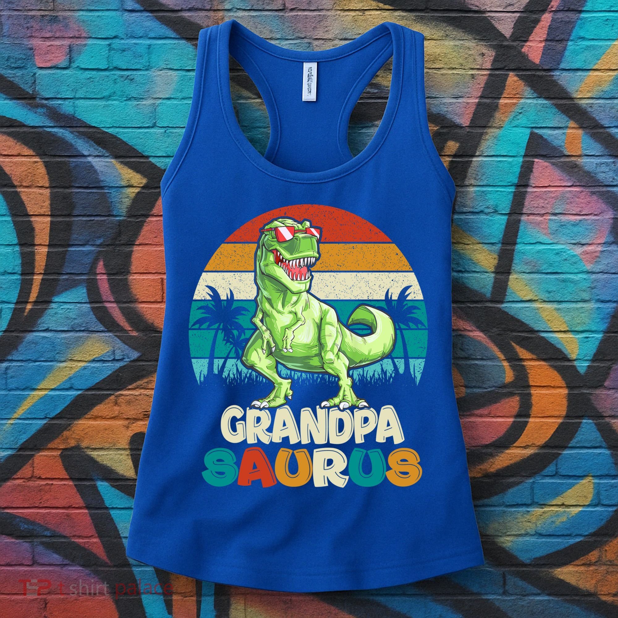 Grandpasaurus T Rex Dinosaur Grandpa Saurus Family Matching Gift Women's Tank Top