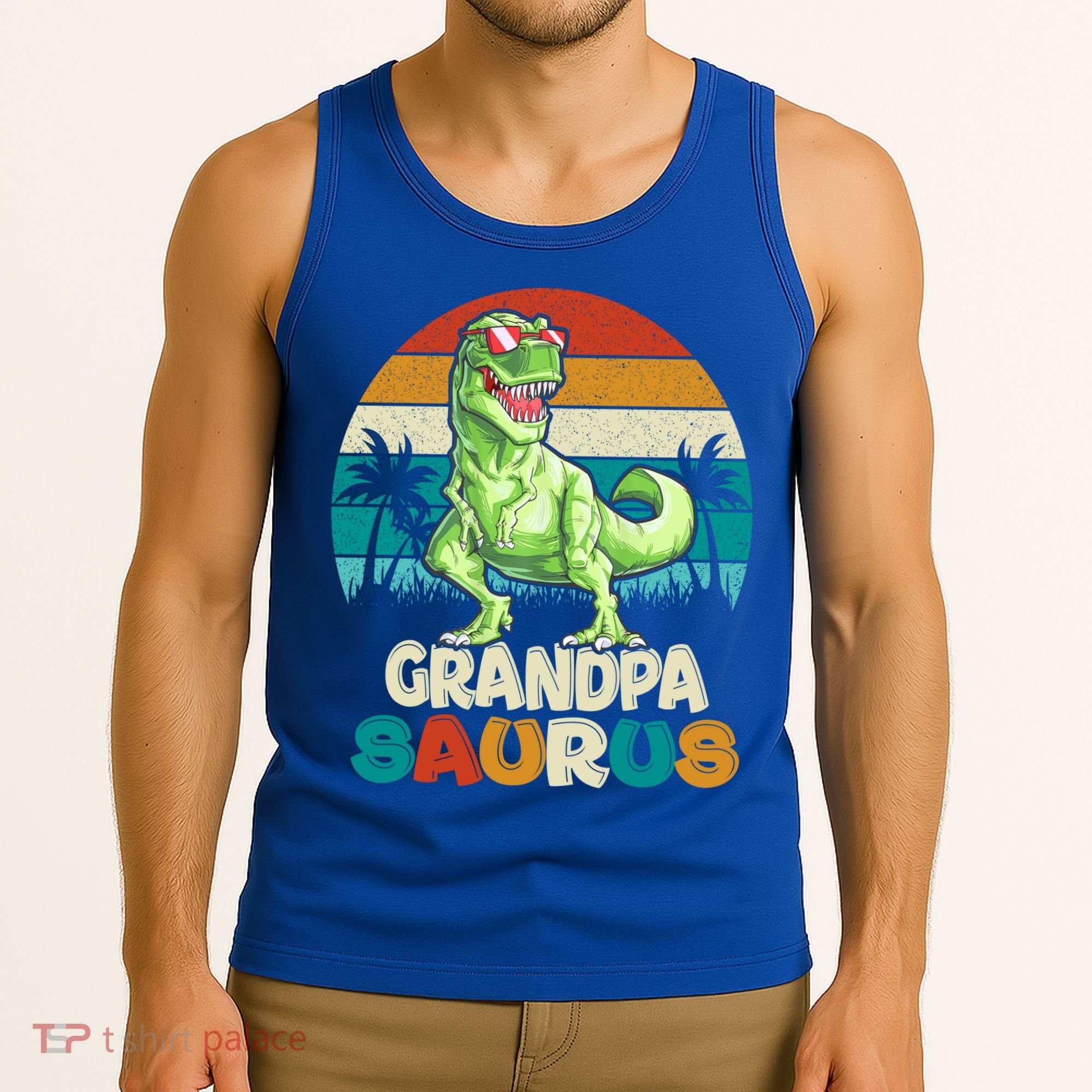 Grandpasaurus T Rex Dinosaur Grandpa Saurus Family Matching Gift Tank Top