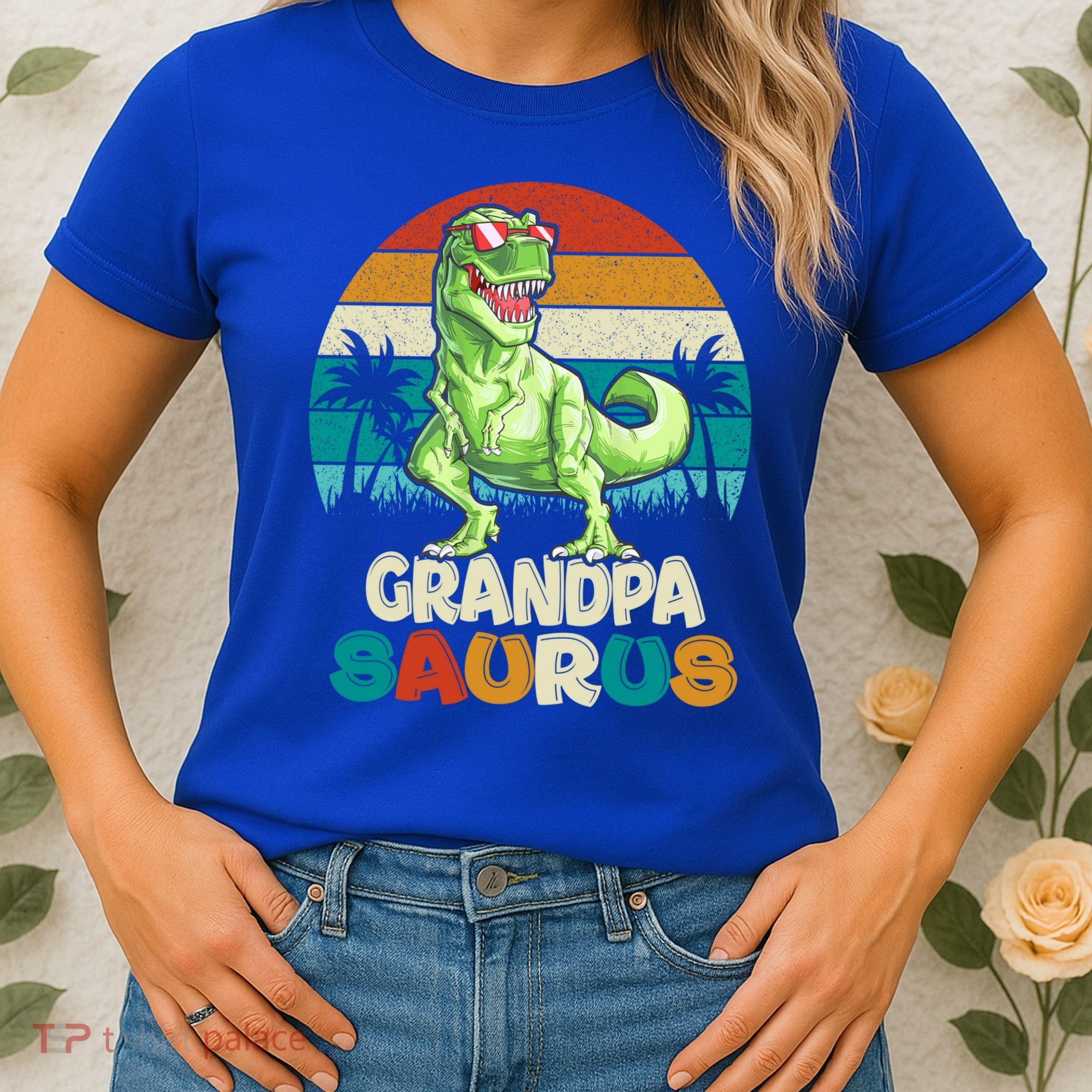 Grandpasaurus T Rex Dinosaur Grandpa Saurus Family Matching Gift Women's T-Shirt