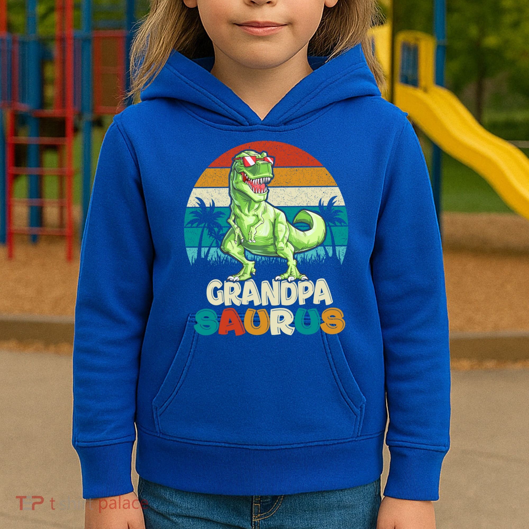 Grandpasaurus T Rex Dinosaur Grandpa Saurus Family Matching Gift Kids Hoodie