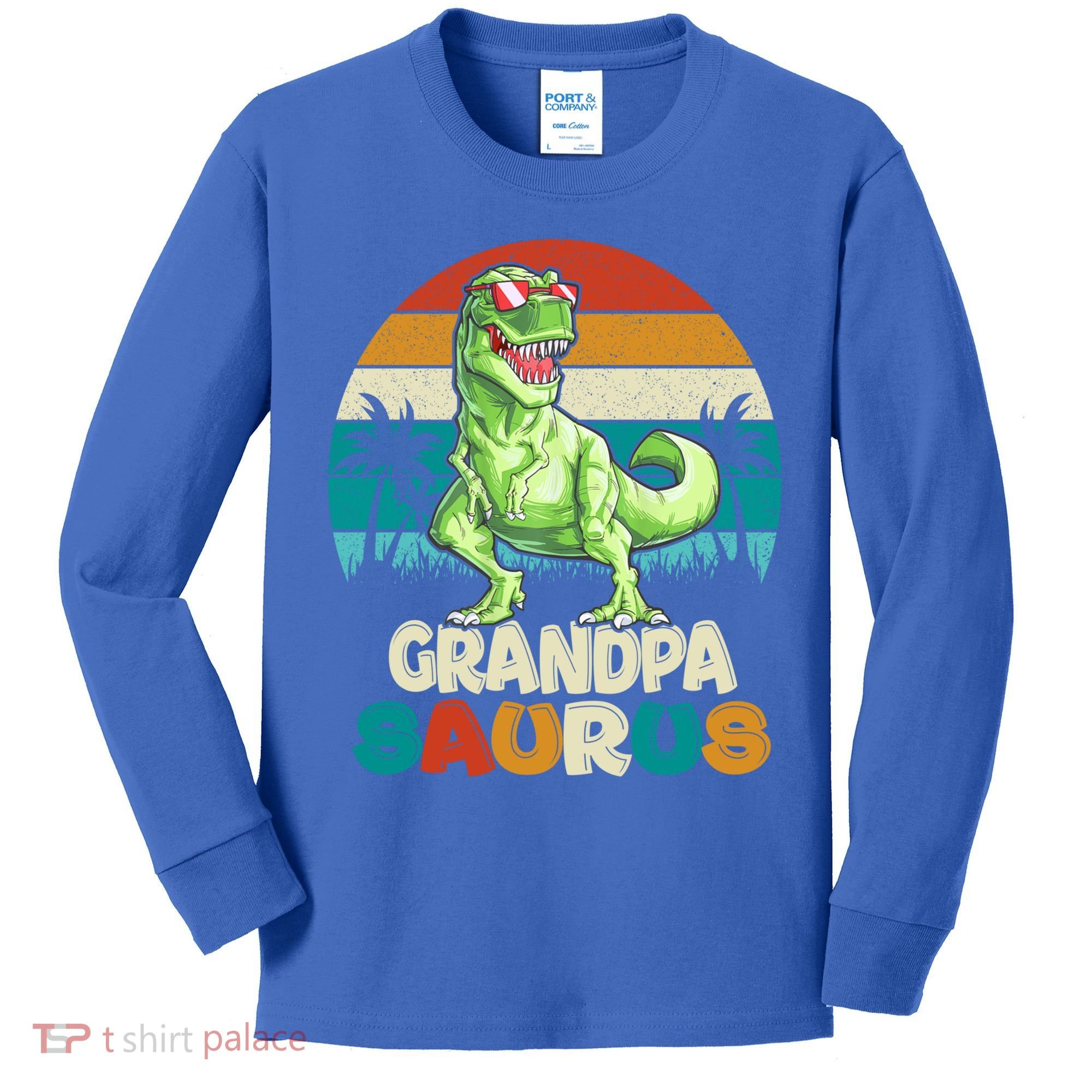 Grandpasaurus T Rex Dinosaur Grandpa Saurus Family Matching Gift Kids Long Sleeve Shirt