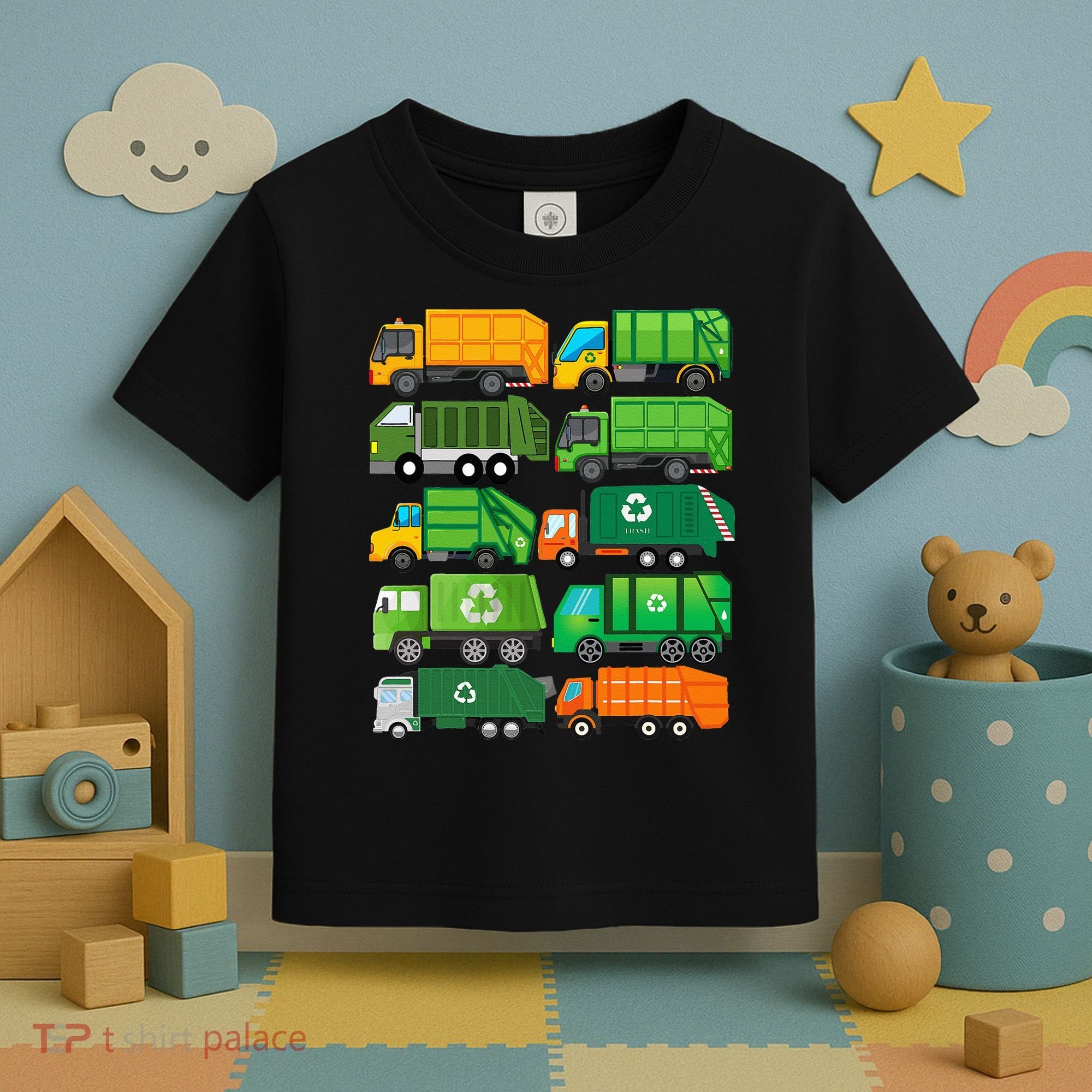 Garbage Truck Recycling Day Trash Waste Separation Birthday Toddler T-Shirt