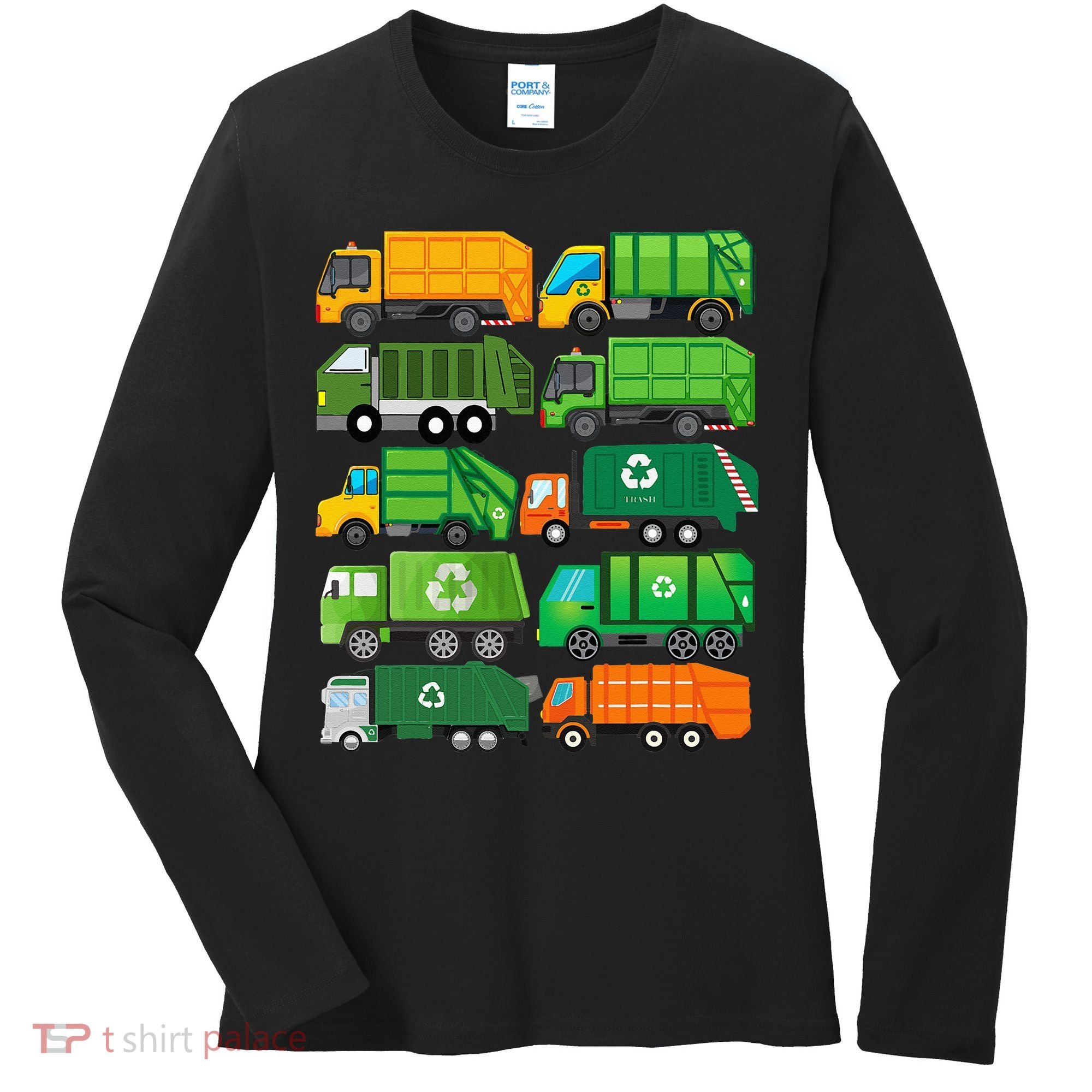 Garbage Truck Recycling Day Trash Waste Separation Birthday Women's Long Sleeve Shirt