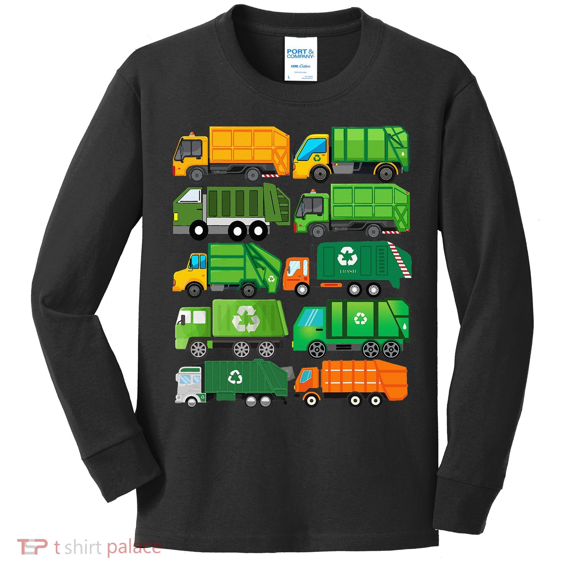 Garbage Truck Recycling Day Trash Waste Separation Birthday Kids Long Sleeve Shirt