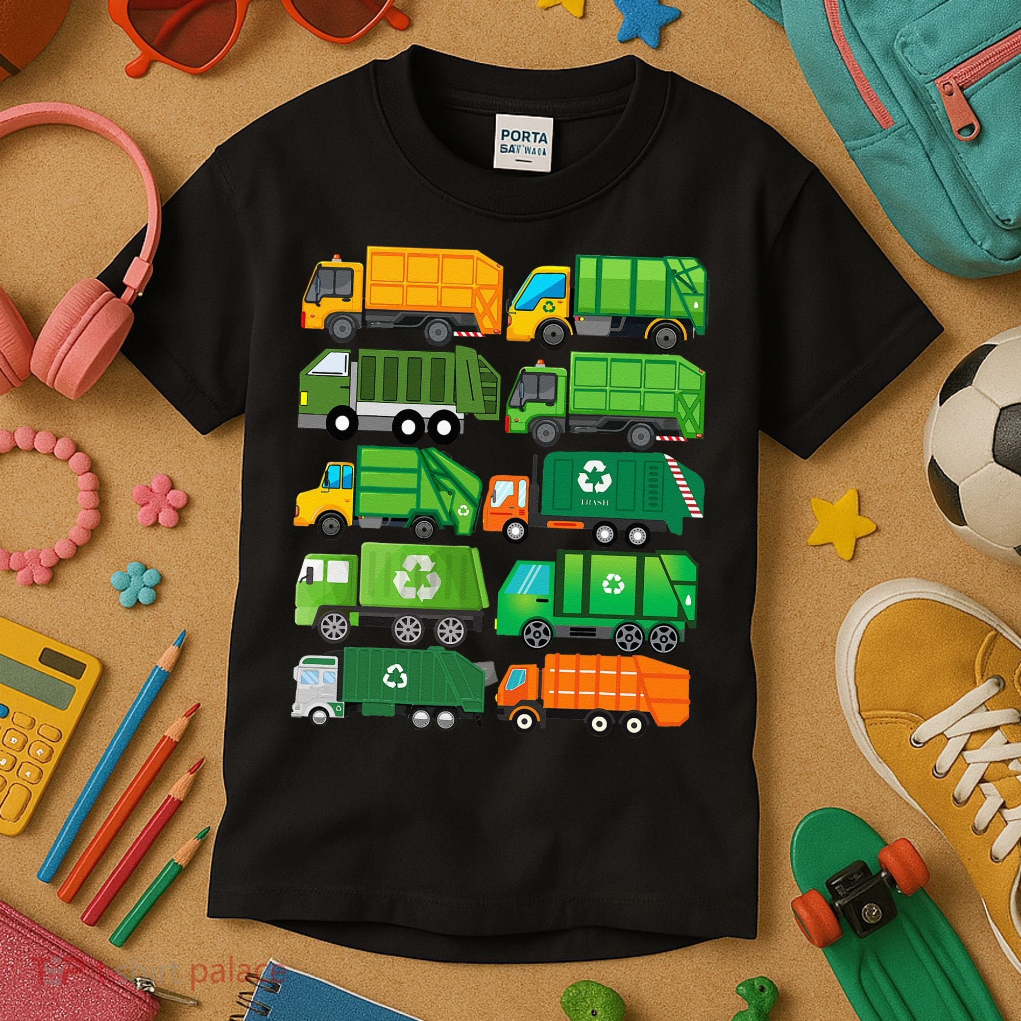 Garbage Truck Recycling Day Trash Waste Separation Birthday Kids T-Shirt