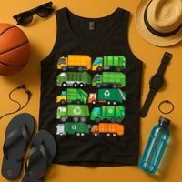 Garbage Truck Recycling Day Trash Waste Separation Birthday Tank Top thumb 4