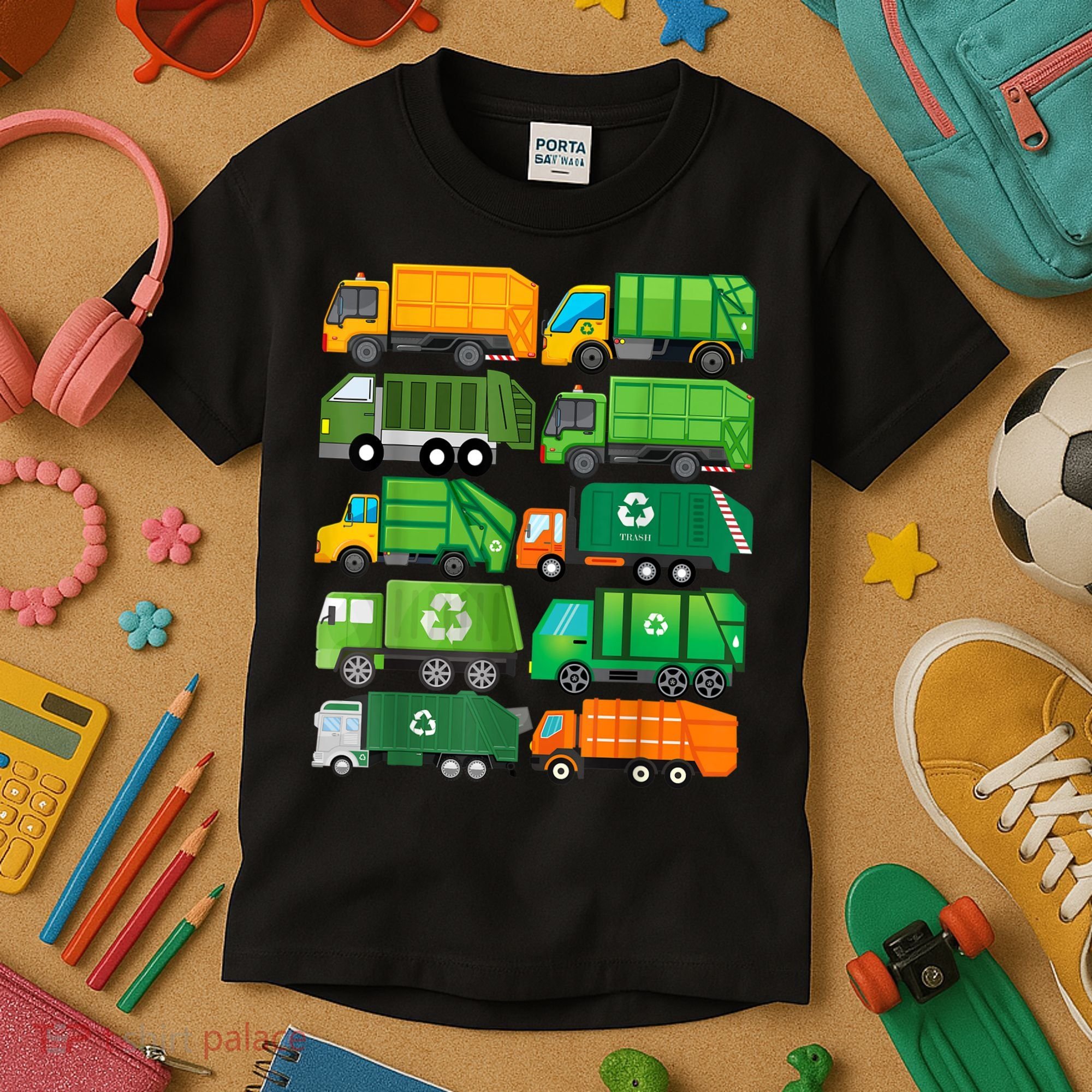 Garbage Truck Recycling Day Trash Waste Separation Birthday Kids T-Shirt