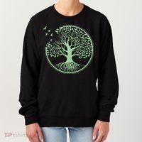 Green Tree Roots And Birds Emblem Nature Lover Women's Sweatshirt thumb 0