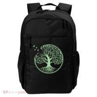 Green Tree Roots And Birds Emblem Nature Lover Backpack thumb 0