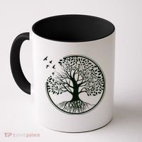 Green Tree Roots And Birds Emblem Nature Lover Coffee Mug thumb 0