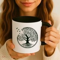 Green Tree Roots And Birds Emblem Nature Lover Coffee Mug thumb 3