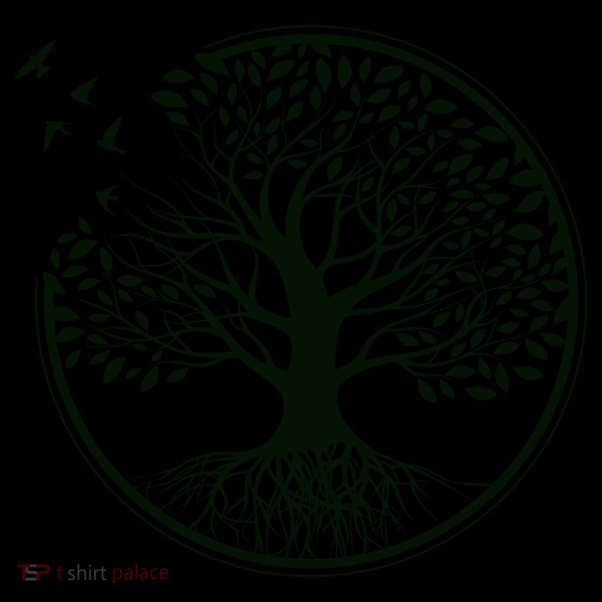 Green Tree Roots And Birds Emblem Nature Lover Coffee Mug