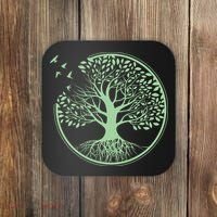 Green Tree Roots And Birds Emblem Nature Lover Coaster thumb 0