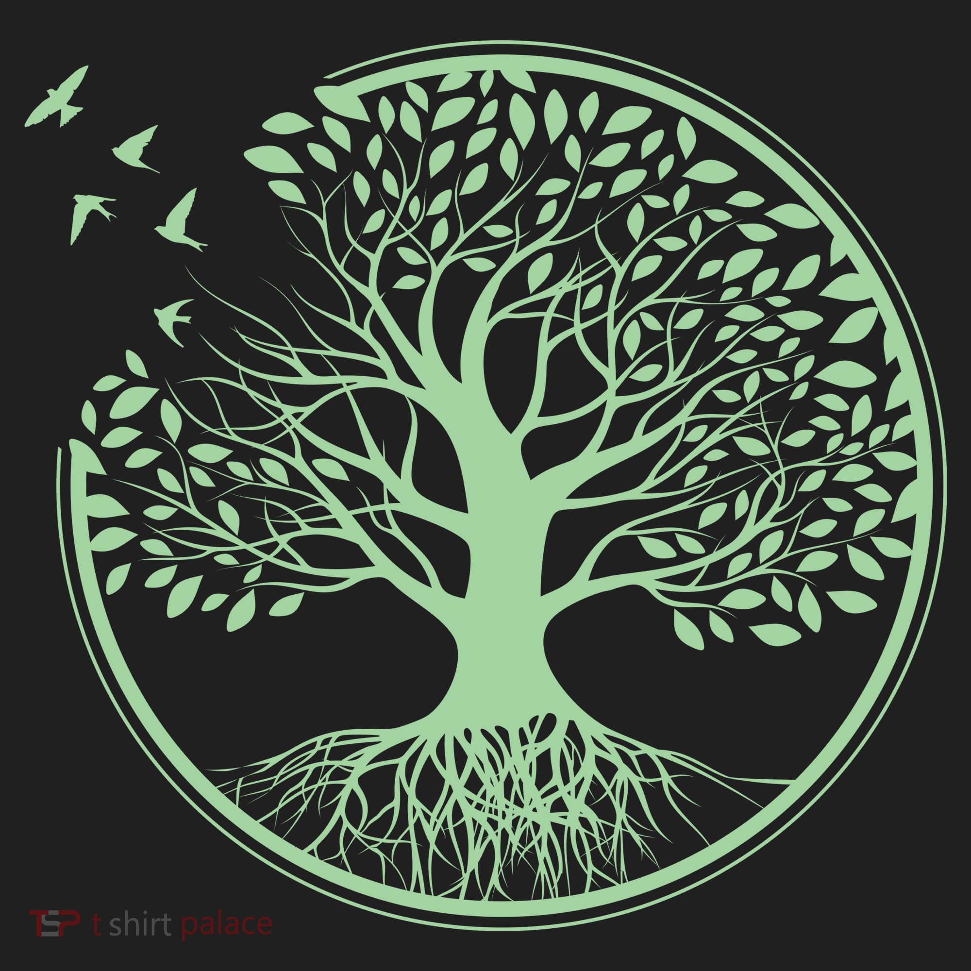 Green Tree Roots And Birds Emblem Nature Lover Tumbler