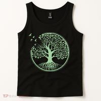 Green Tree Roots And Birds Emblem Nature Lover Tank Top thumb 2