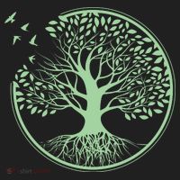 Green Tree Roots And Birds Emblem Nature Lover Golf Towel thumb 3