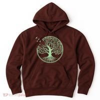 Green Tree Roots And Birds Emblem Nature Lover Hoodie thumb 0