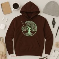 Green Tree Roots And Birds Emblem Nature Lover Hoodie thumb 3