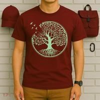 Green Tree Roots And Birds Emblem Nature Lover T-Shirt thumb 6