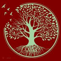 Green Tree Roots And Birds Emblem Nature Lover Mousepad thumb 1