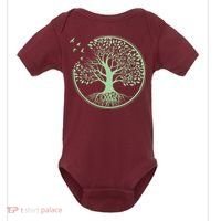 Green Tree Roots And Birds Emblem Nature Lover Baby Bodysuit thumb 0
