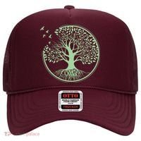 Green Tree Roots And Birds Emblem Nature Lover Hat thumb 0