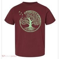 Green Tree Roots And Birds Emblem Nature Lover Toddler T-Shirt thumb 0