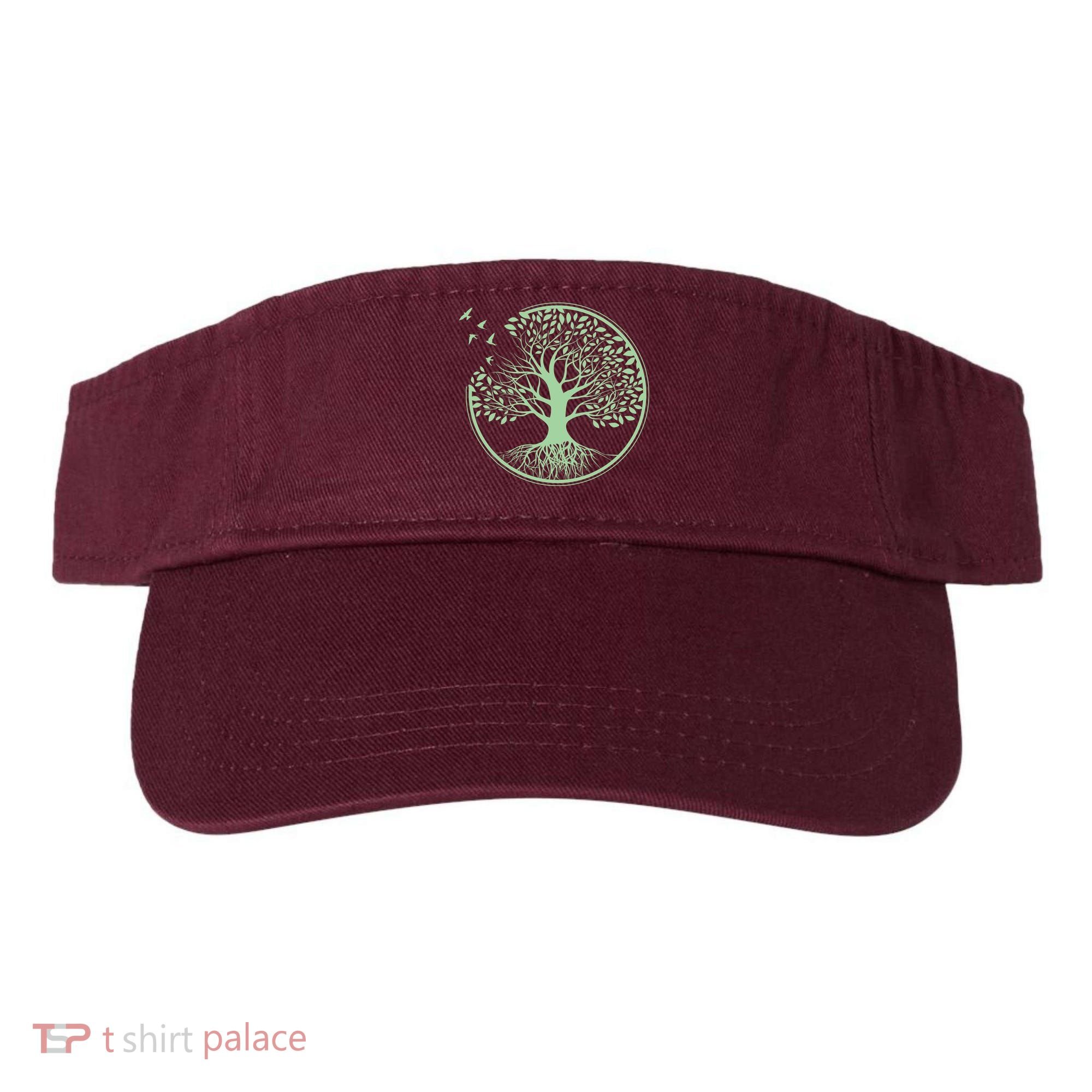 Green Tree Roots And Birds Emblem Nature Lover Visor