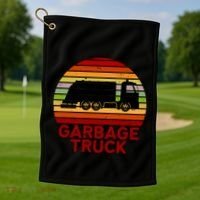 Garbage Truck Retro Golf Towel thumb 1