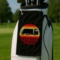 Garbage Truck Retro Golf Towel thumb 2