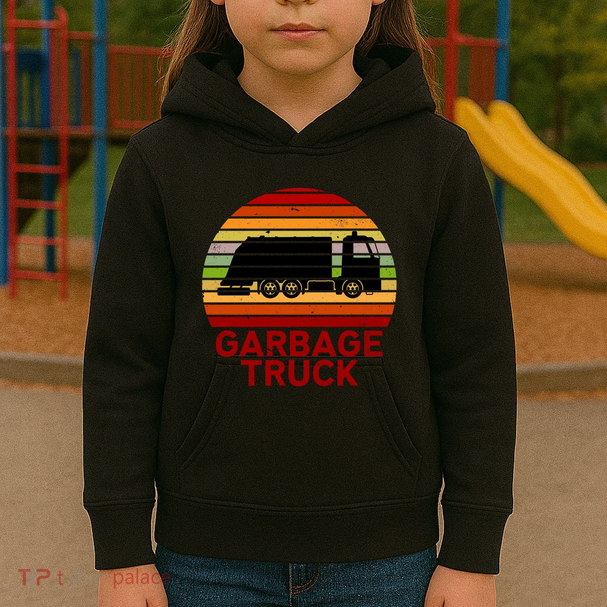 Garbage Truck Retro Kids Hoodie