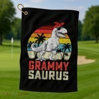 Grammysaurus T Rex Dinosaur Grammy Saurus MotherS Family Sweat Golf Towel thumb 1
