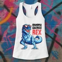 Grandmasaurus T Rex Dinosaur Grandma Saurus MotherS Family Women's Tank Top thumb 3
