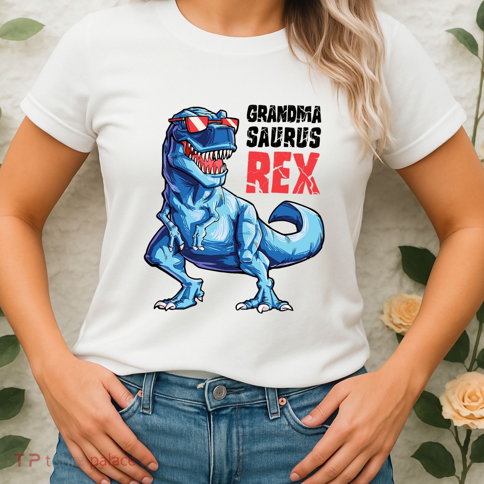 Grandmasaurus T Rex Dinosaur Grandma Saurus MotherS Family Women's T-Shirt