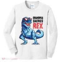 Grandmasaurus T Rex Dinosaur Grandma Saurus MotherS Family Kids Long Sleeve Shirt thumb 0