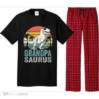 Grandpasaurus T Rex Dinosaur Grandpa Saurus Family Matching Sweat Pajama Set thumb 0