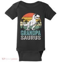Grandpasaurus T Rex Dinosaur Grandpa Saurus Family Matching Sweat Baby Bodysuit thumb 0