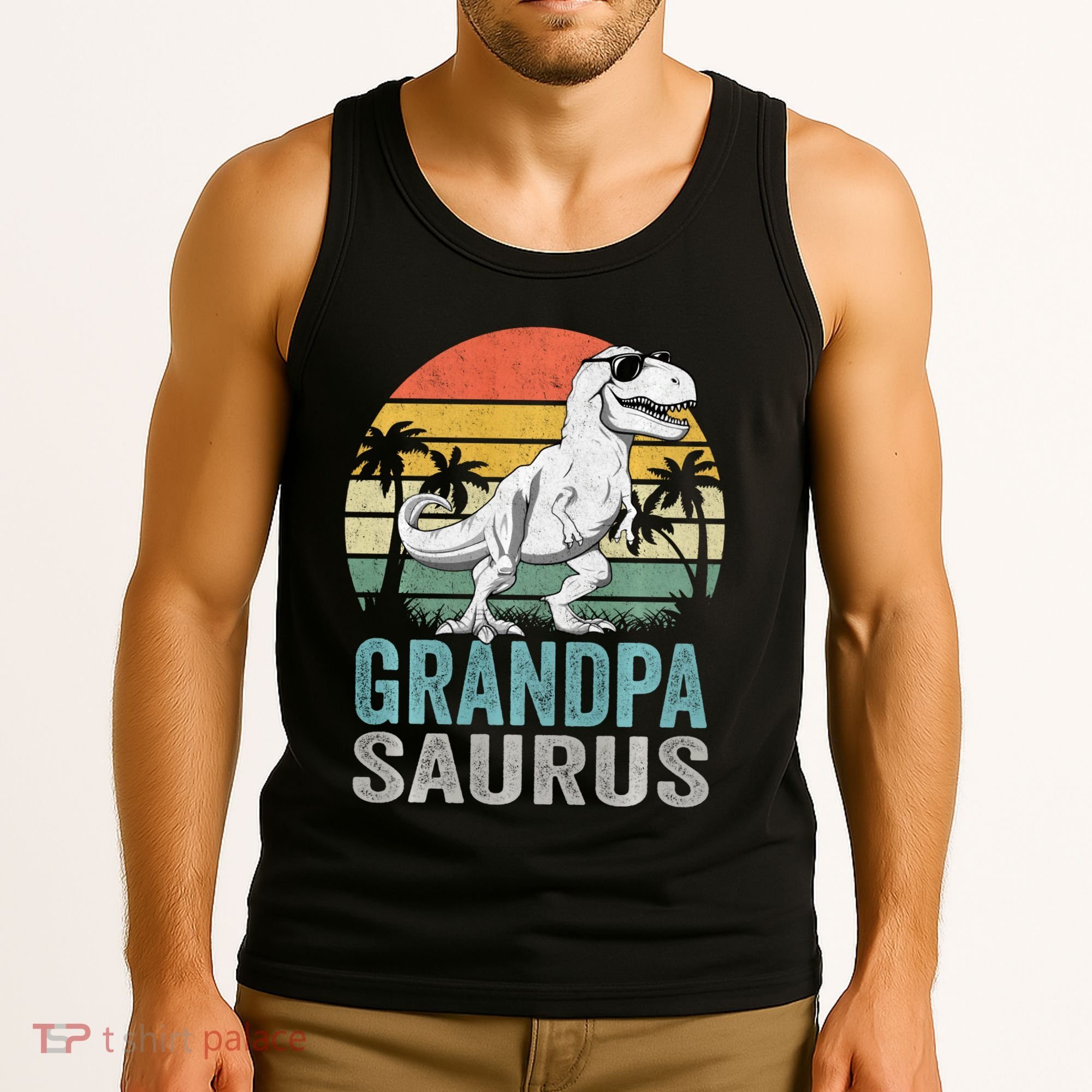 Grandpasaurus T Rex Dinosaur Grandpa Saurus Family Matching Sweat Tank Top