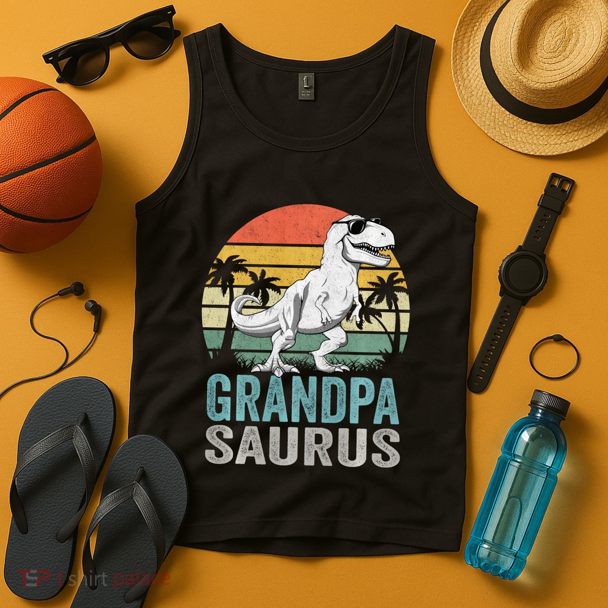 Grandpasaurus T Rex Dinosaur Grandpa Saurus Family Matching Sweat Tank Top