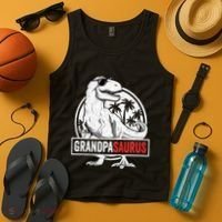 Grandpasaurus T Rex Dinosaur Grandpa Saurus Family Matching Sweat Tank Top thumb 4
