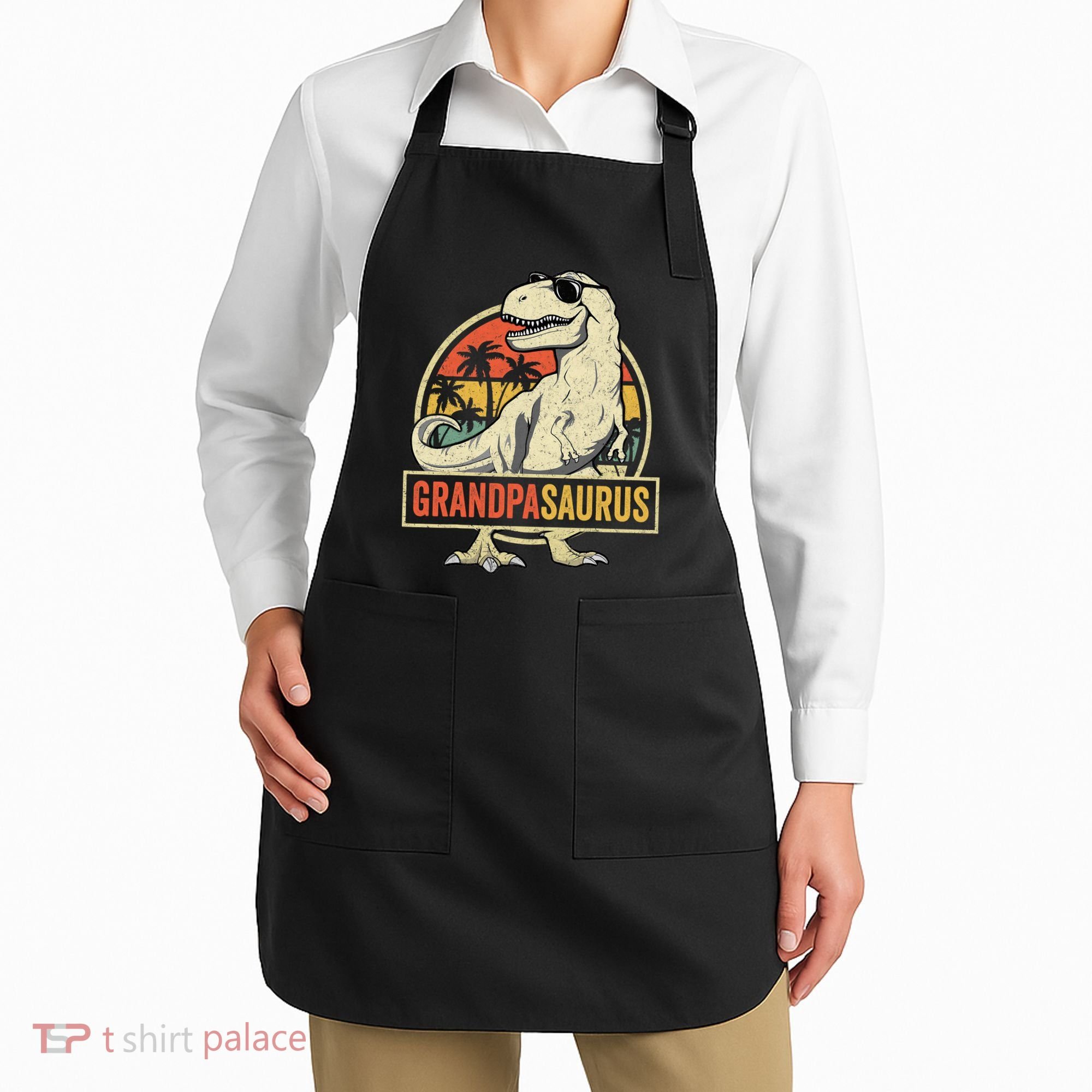 Grandpasaurus T Rex Dinosaur Grandpa Saurus Family Matching Apron