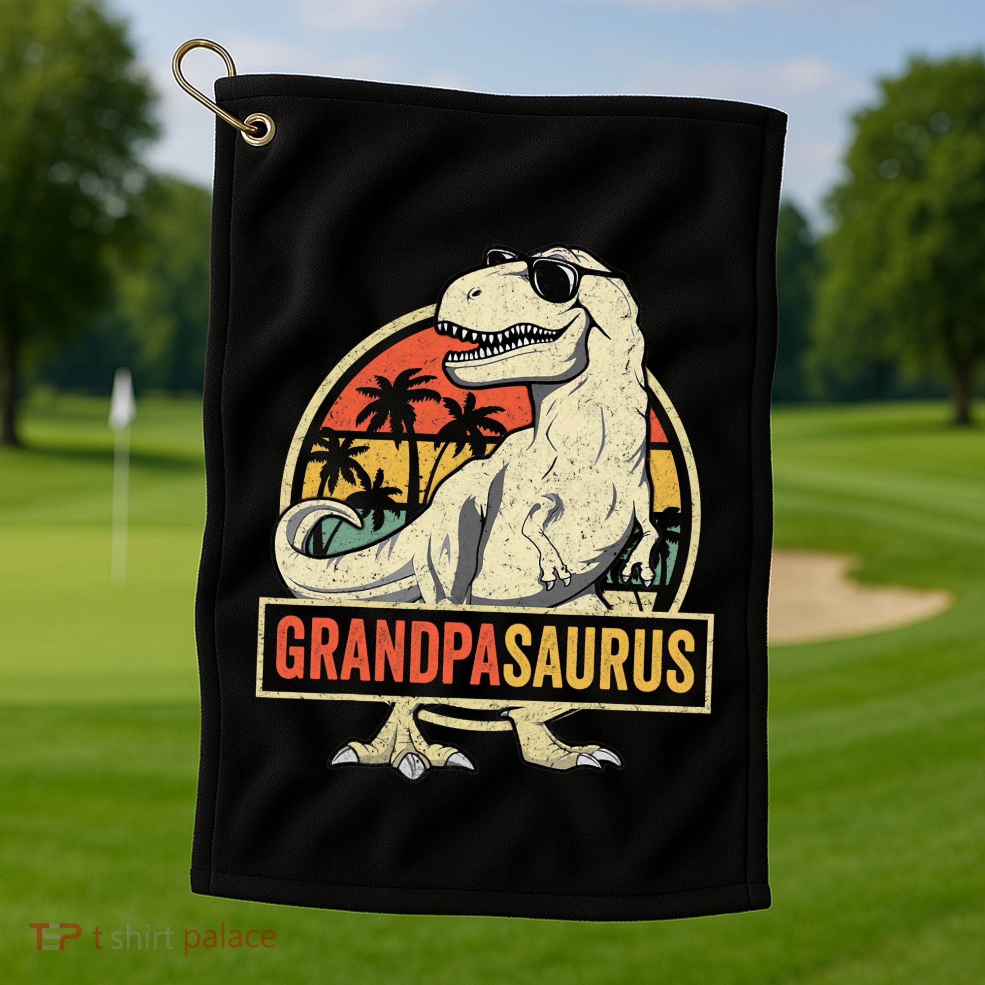 Grandpasaurus T Rex Dinosaur Grandpa Saurus Family Matching Golf Towel