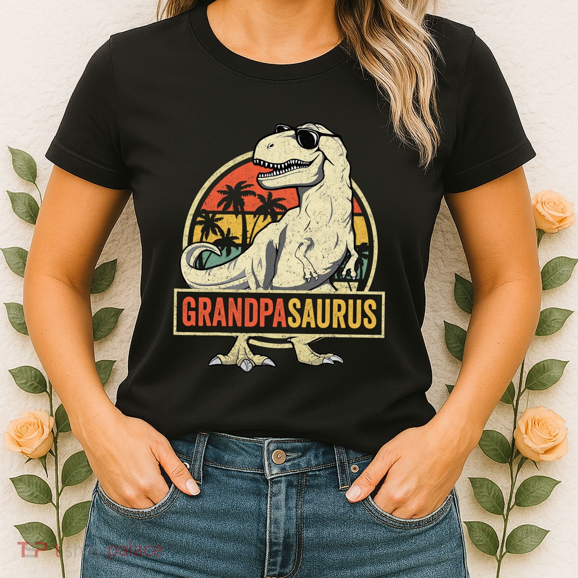 Grandpasaurus T Rex Dinosaur Grandpa Saurus Family Matching Women's T-Shirt