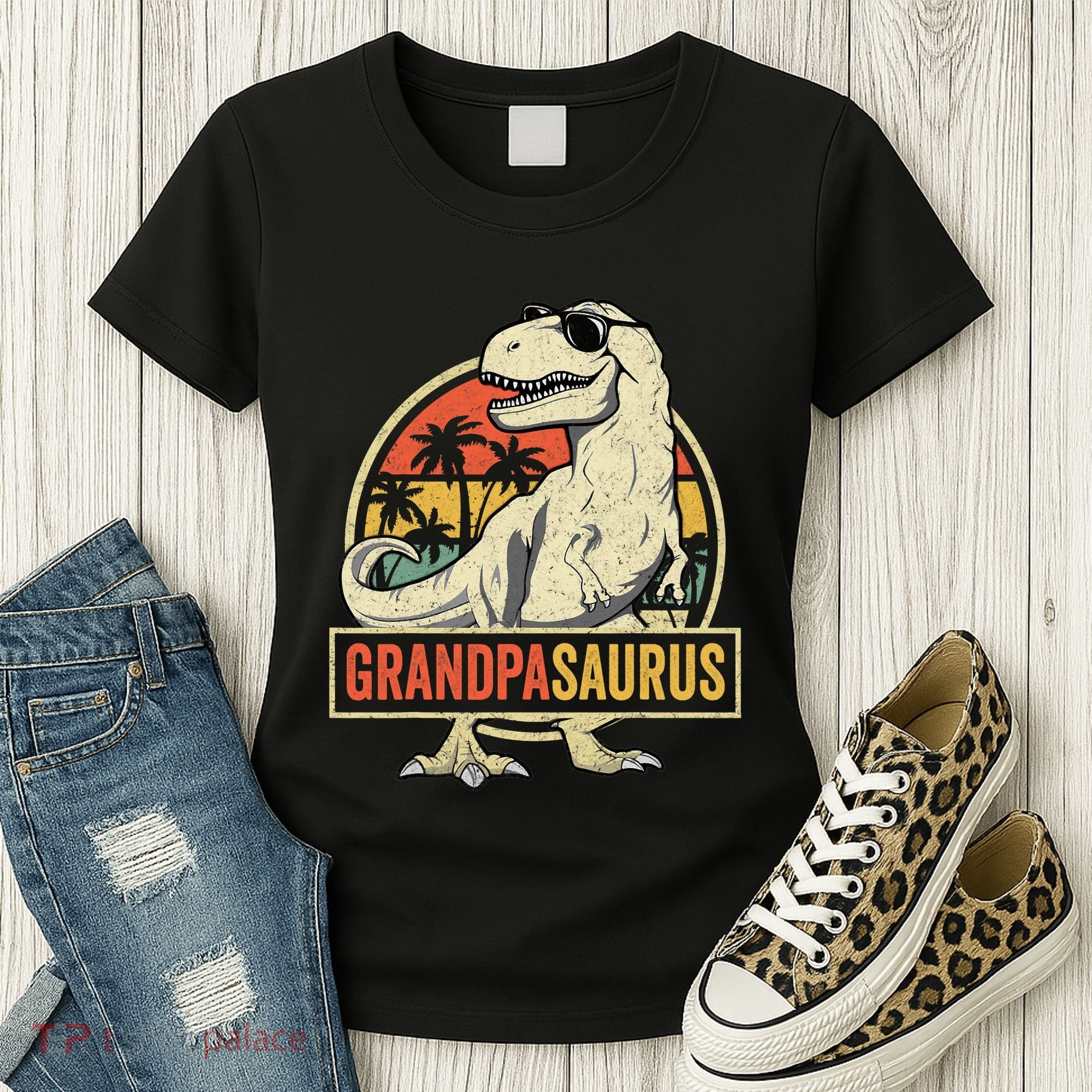 Grandpasaurus T Rex Dinosaur Grandpa Saurus Family Matching Women's T-Shirt
