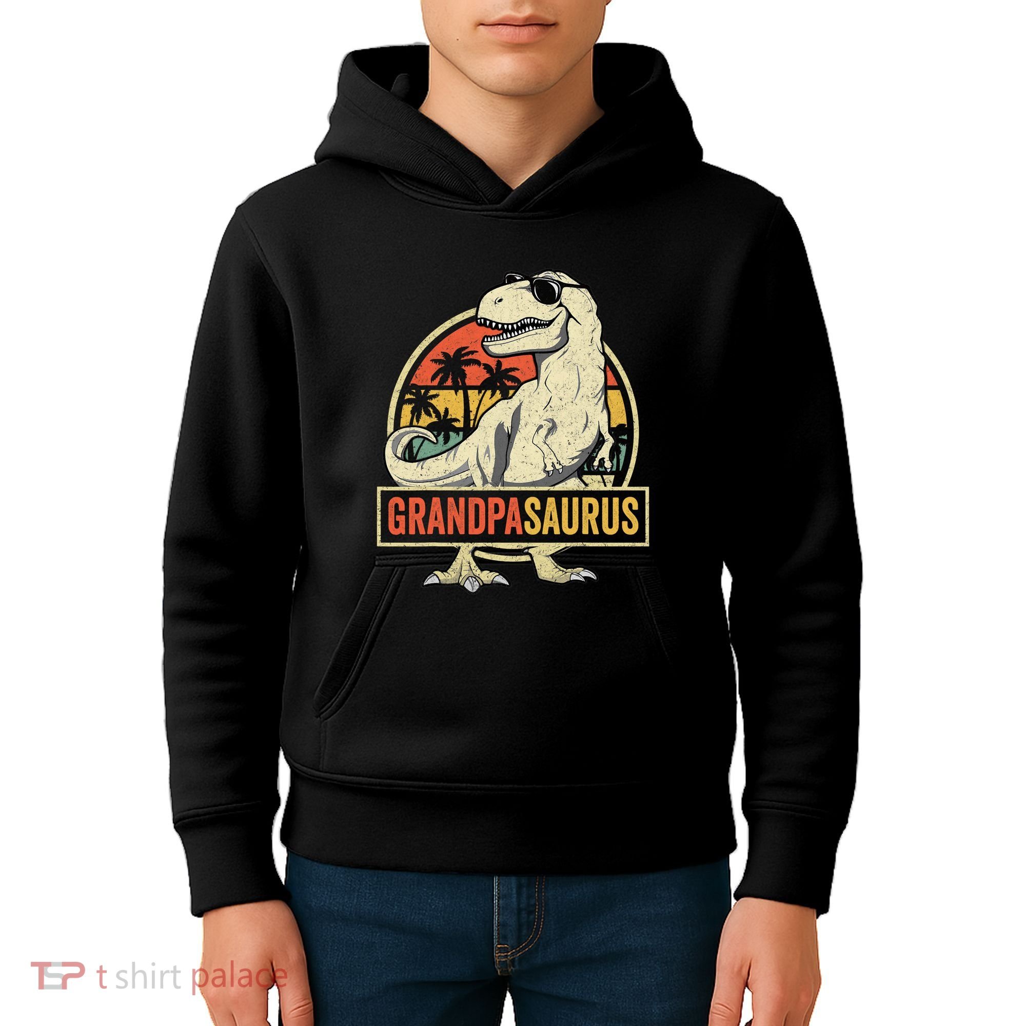 Grandpasaurus T Rex Dinosaur Grandpa Saurus Family Matching Kids Hoodie
