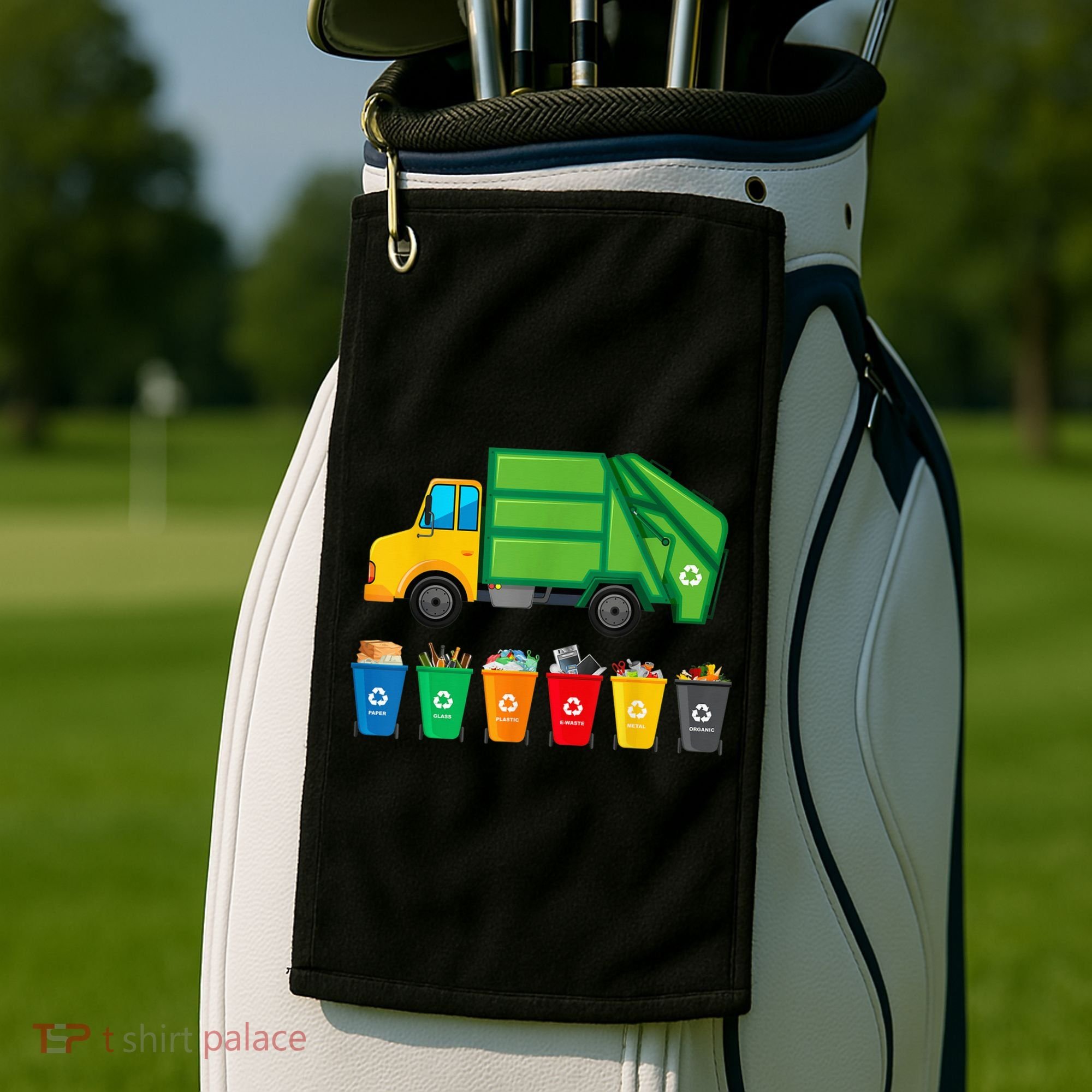 Garbage Truck Reuse Recycle Trash Collector Earth Day Golf Towel