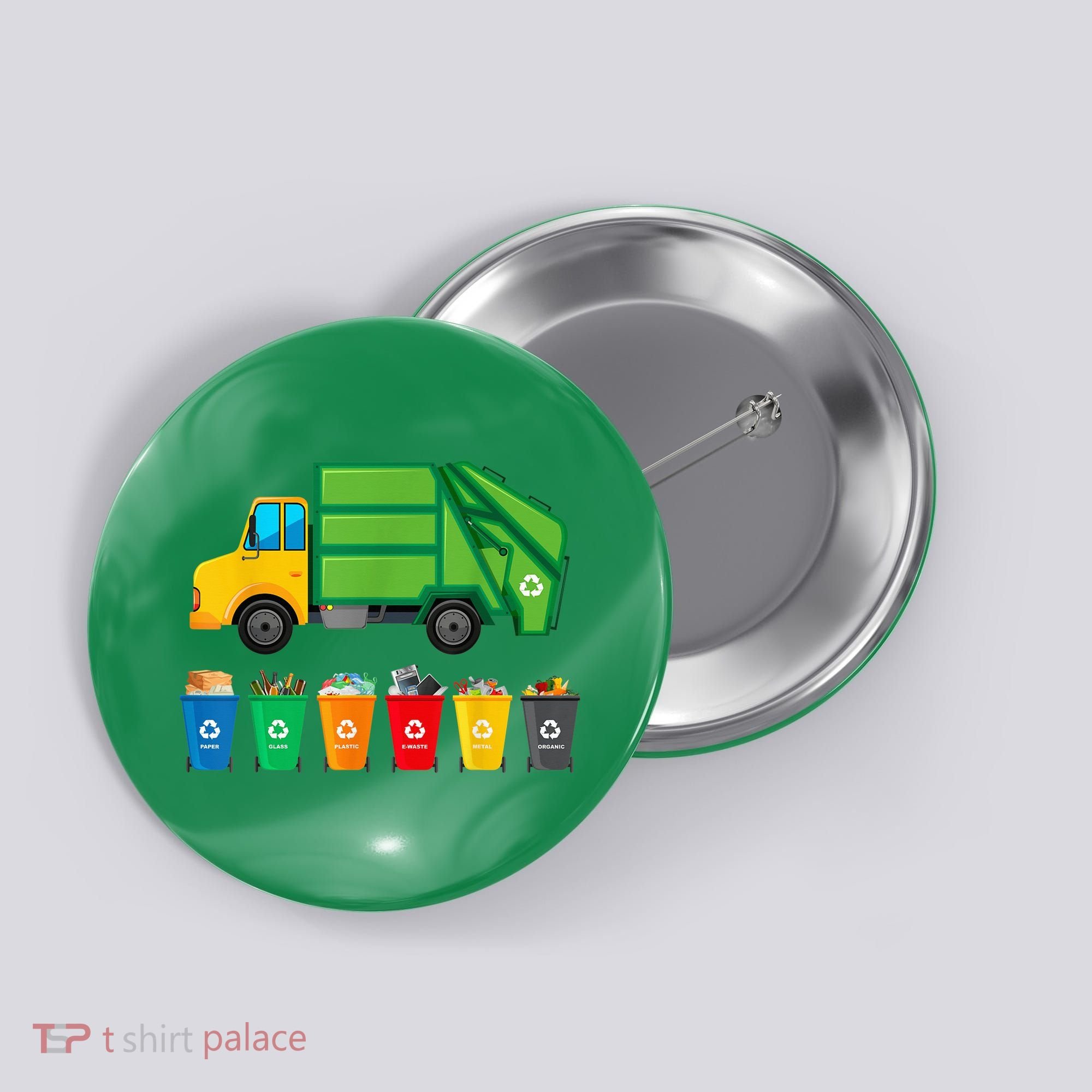 Garbage Truck Reuse Recycle Trash Collector Earth Day Button