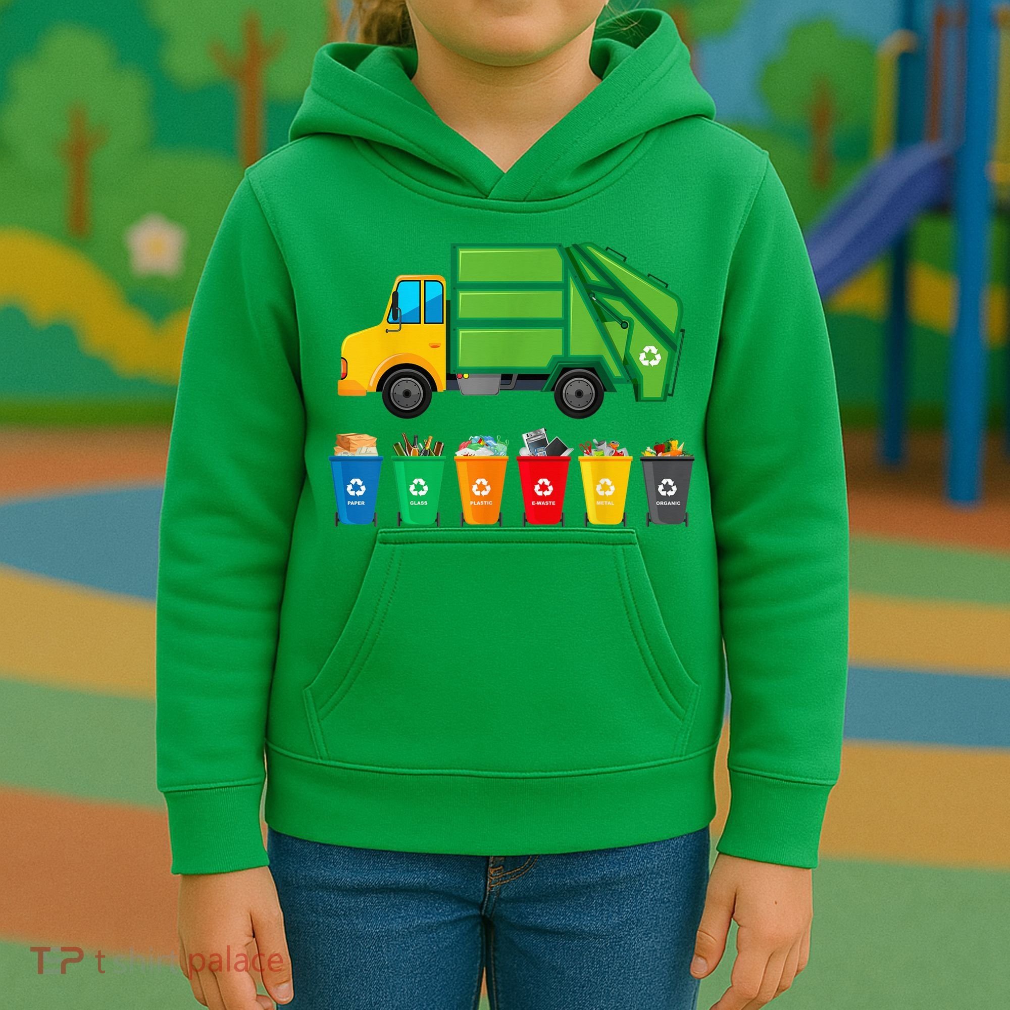 Garbage Truck Reuse Recycle Trash Collector Earth Day Kids Hoodie
