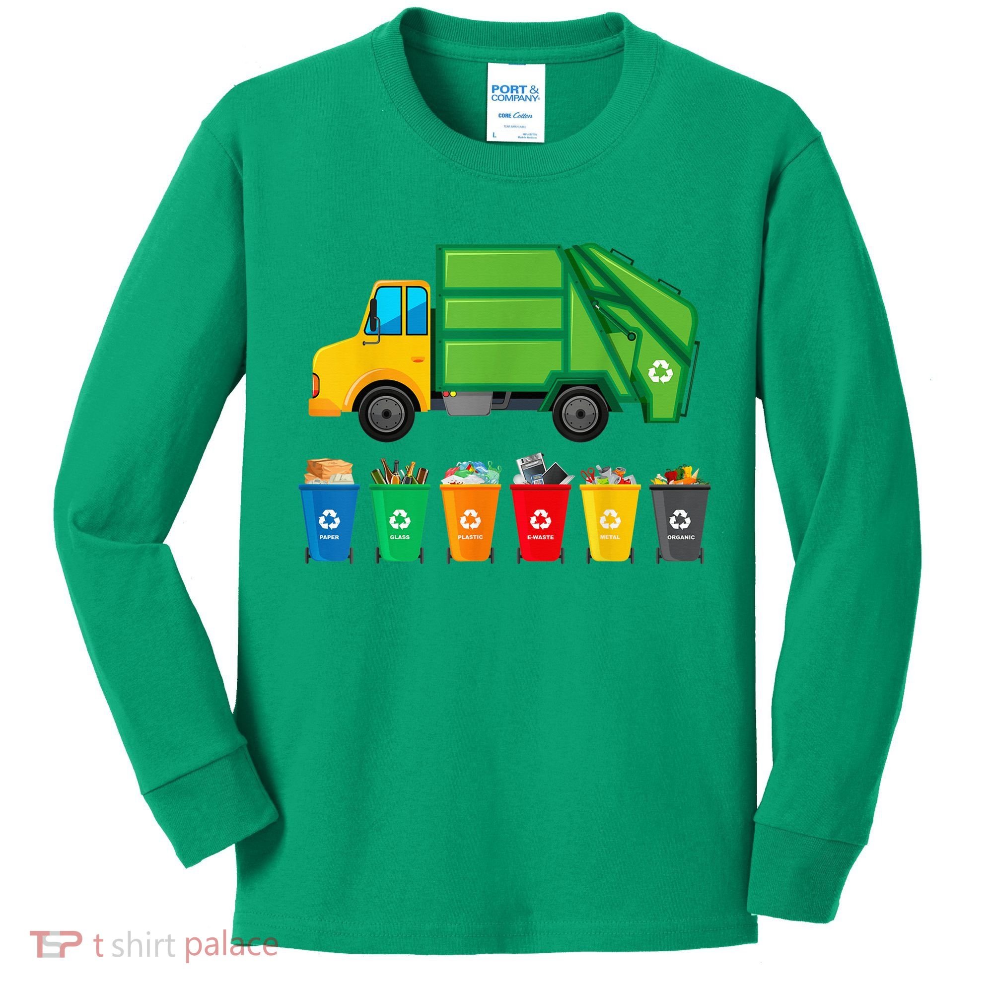 Garbage Truck Reuse Recycle Trash Collector Earth Day Kids Long Sleeve Shirt